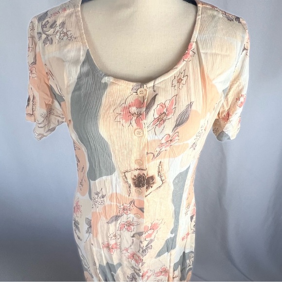 Together Orange Pink Sheath Midi Dress Casual Crew Neck - Picture 5 of 6